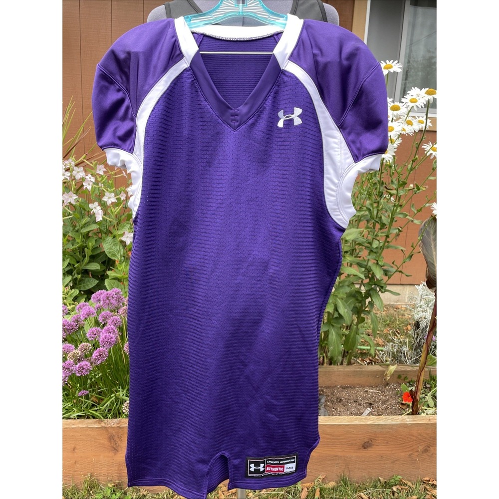 Under Armour Purple And White Thick  Authentic Sports Jersey Mesh Men's Medium